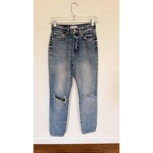 Anine Bing High Waisted Distressed Straight Leg Blue Jeans Cotton‎ Size 25